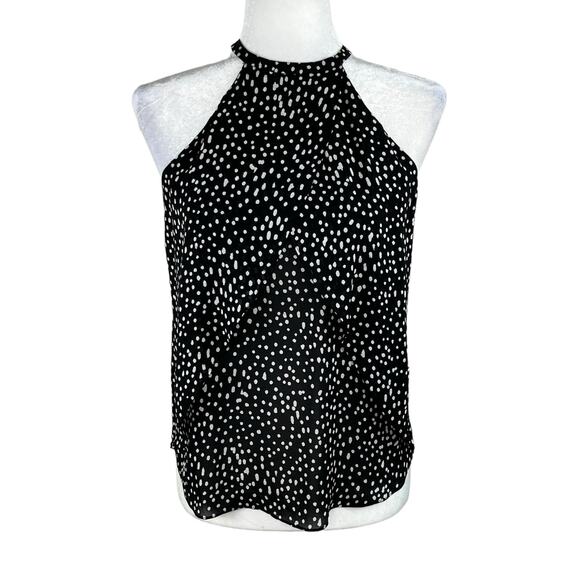 A.L.C. Iggy Black White Polka Dot Silk Georgette Layered Halter Top Blouse 4 - Picture 1 of 11